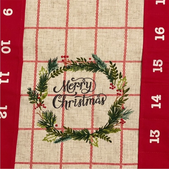 NWT Farmhouse Merry Christmas Advent Calendar Table Runner - Picture 13 of 15